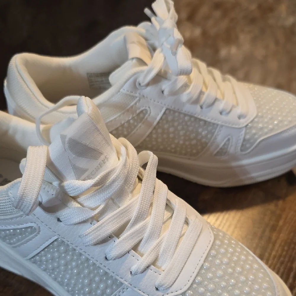 Skechers White Air Cushioned Fashion Sneakers With Tie Up Women's 6.5 - Picture 7 of 11